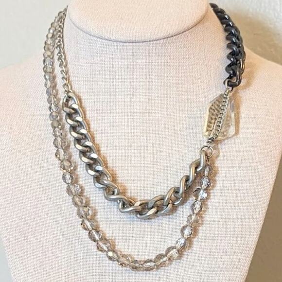 Kenneth Cole Jewelry - Vintage Kenneth Cole Two Strand Mixed Metal Crystal Necklace